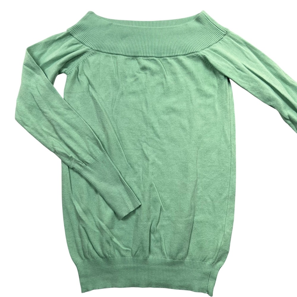 Stile Benetton Sweater Women S Mint Green Cashmere Blend Off The Shoulder Ribbed
